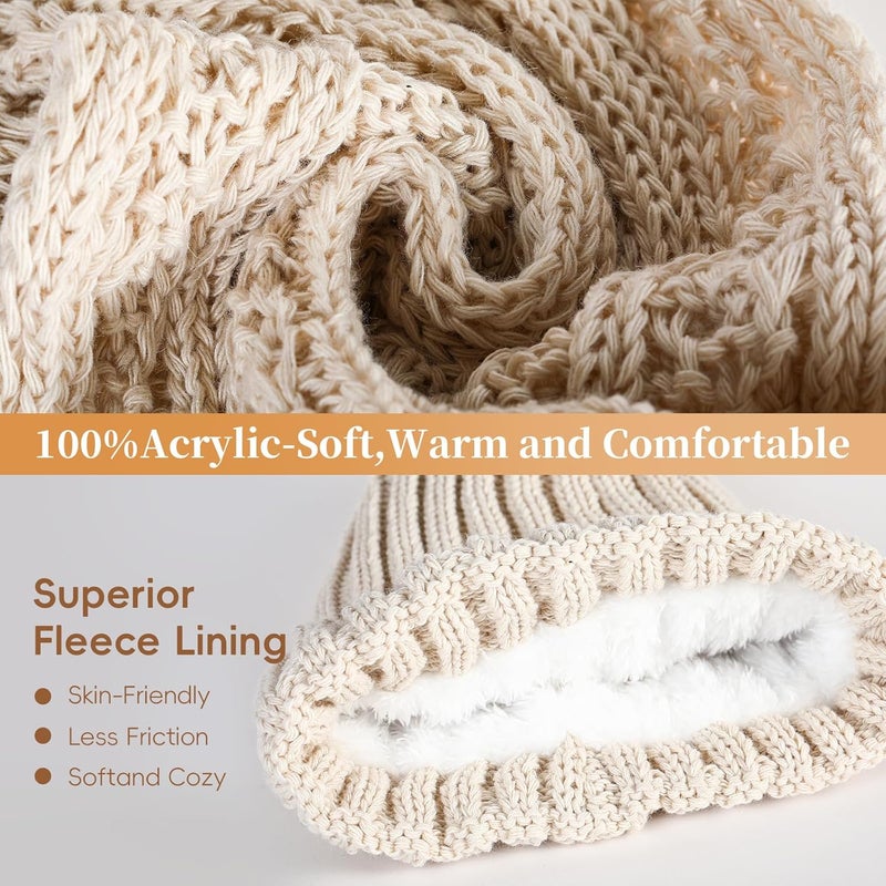 Sofvoyami Store Winter Hat Scarf Gloves Set, Soft Warm Knit Beanie Hat Touchscreen Gloves Long Knitted Scarf Set Winter Gifts for Men women - Image 5